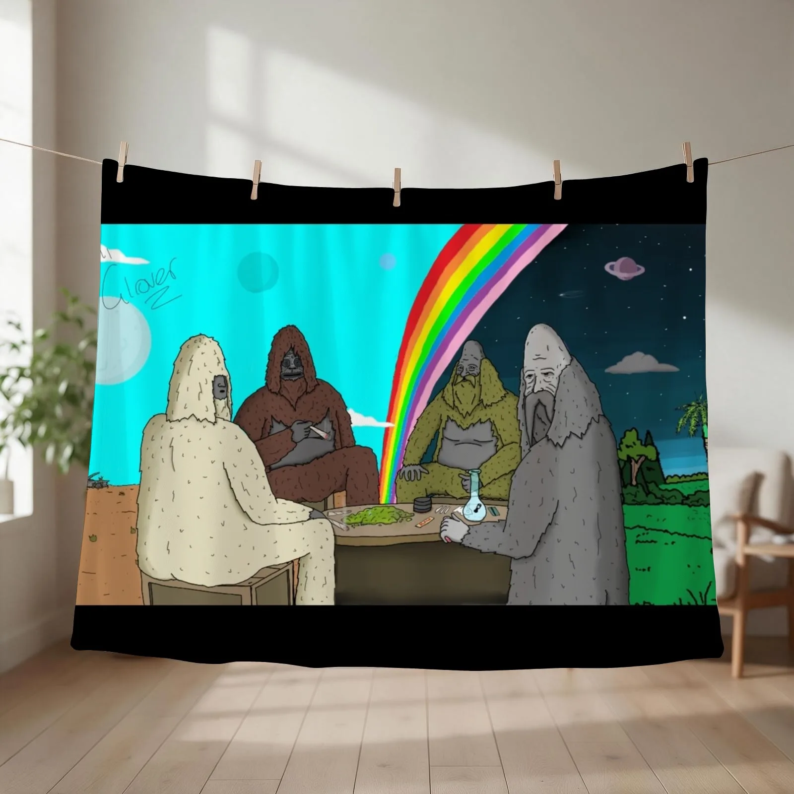 Secret sasquatch society Throw Blanket Retros Polar Decorative Sofas Decorative Beds Blankets