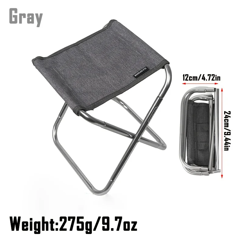 1PC Folding Fishing Chair Gray/Navy/Orange Portable Aluminum Camp Stool with Adjustable Backrest 50kg BBQ/Fishing/Travel - view 3