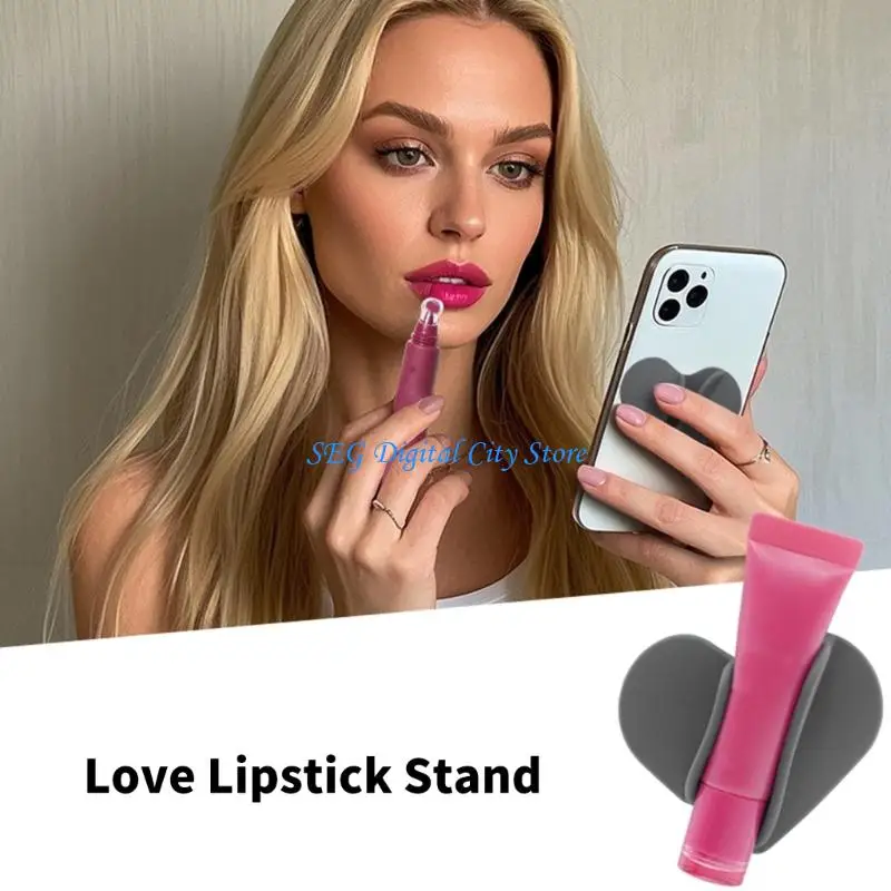 U75B Phone Back Lipstick Holder Heart Matte Shell Storage for Narrow Items in Daily Carry and Travel Use