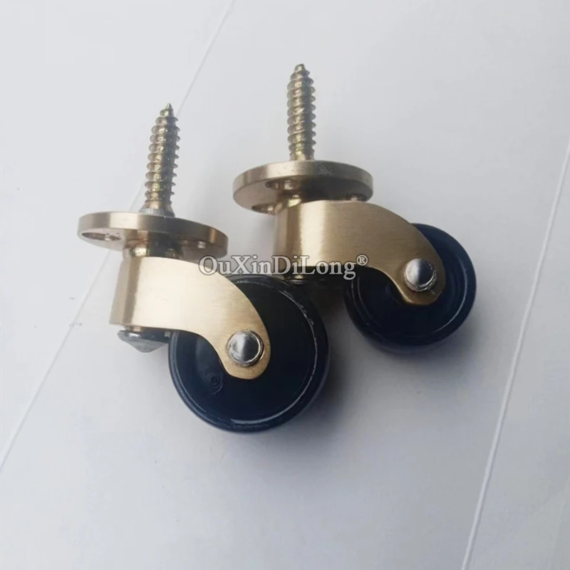 

4PCS Brass+Rubber Silent Casters Wear-resistant Wheels Table Chair Sofa Couch Furniture Rollers 360° Swivel Casters