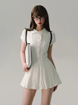 High Quality Dress A-line Elegant Sexy Lace Short Sleeved Shirt Skirt Commuting College…