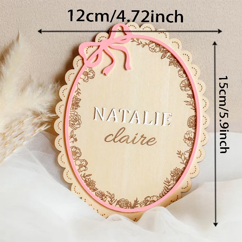 1pc Wooden Newborn Name Sign, Custom Baby Name Wood Sign, Name Reveal Photo Prop, Baby Photo Prop view 2