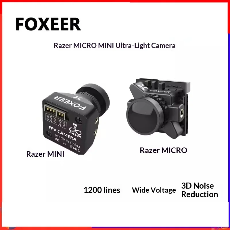 

FPV-камера FOXEER Razer MICRO ультралегкая, 1200TVL, высокого разрешения, с широким диапазоном напряжения, для гоночных дронов