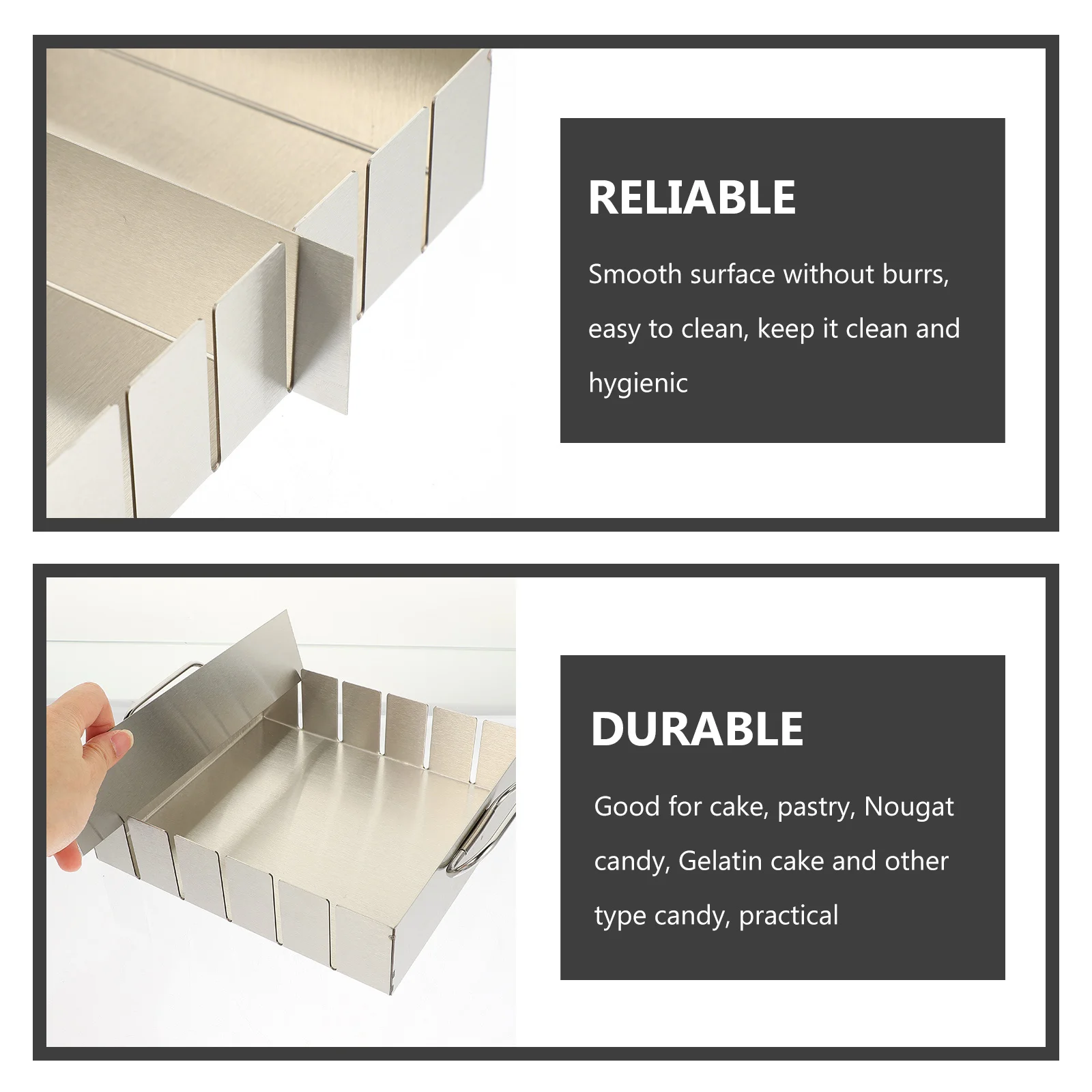 

1 Set Nougat Candy Mold Stainless Steel Nonstick Baking Sheet Pan Smooth Surface No Burrs Easy Cleaning For Home Bakery Gelatin
