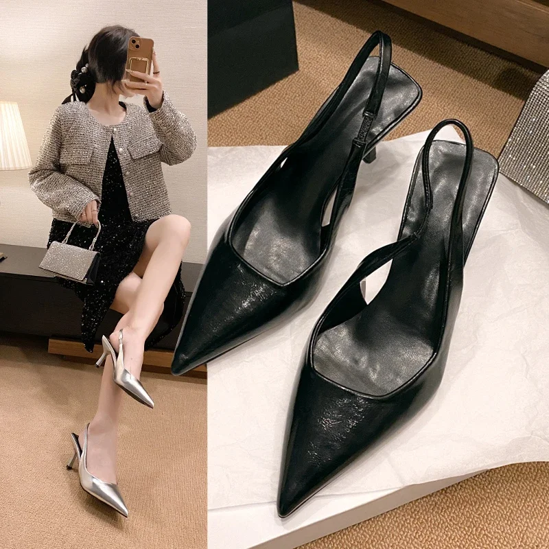 

New Shoes for Women Fashion Slip-on Women's High Heels Summer Solid Office and Career Sexy Pointed Toe Heeled Sandals Women