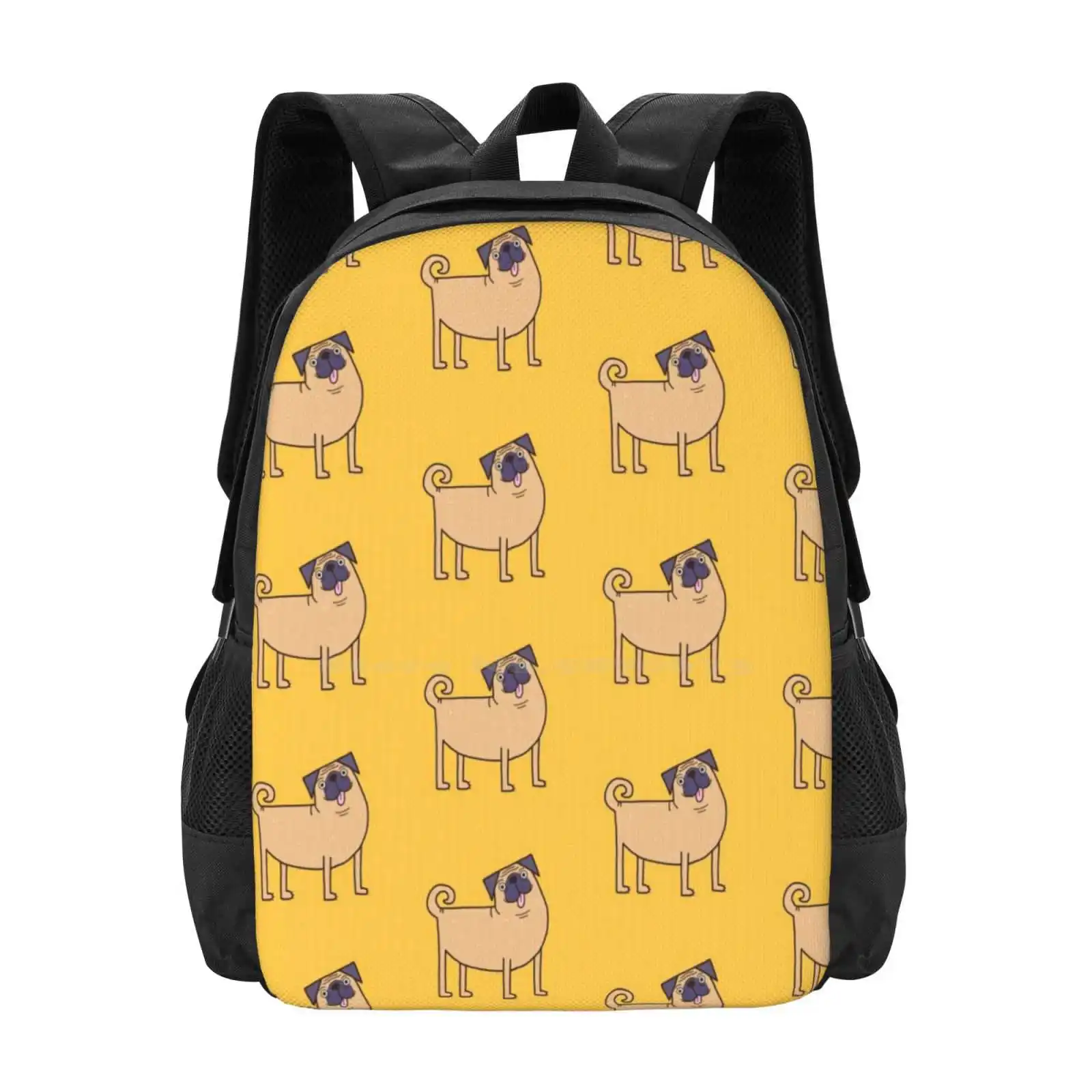 Pug Life School Bags Travel Laptop Backpack Pugs Dogs Dog Breeds Orange Cute Animals Puppy