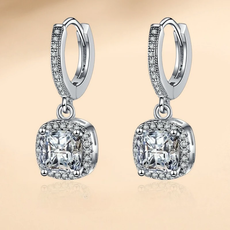 New 925 Silver Earrings Hot for Women Sterling-Silver Luxury Wedding Jewelry Elegant Female Accessories Fashion Gift Party