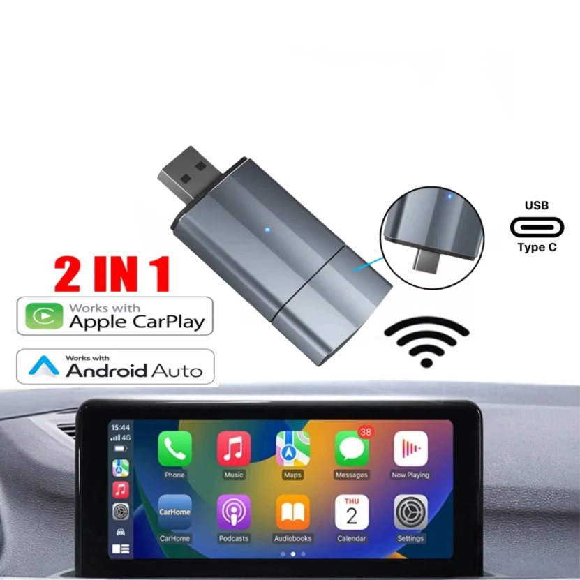 

Phoebuslink Car Portable Mobile Multimedia Wireless Carplay Adapter for Android IOS Carplay Small Box Nonstop Entertainment