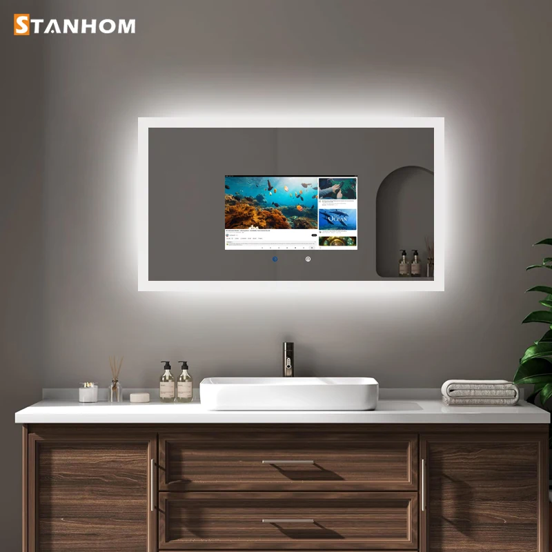 

STANHOM Ванная комната Android WiFi Сенсорный экран Умное зеркало с телевизором