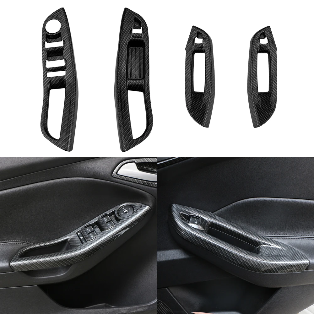 4Pcs/ser Car Window Lifter Panel Frame Decoration Cover Trim Sticker for Ford Focus 3 MK 3 2015 2016 2017 2018 Accessories