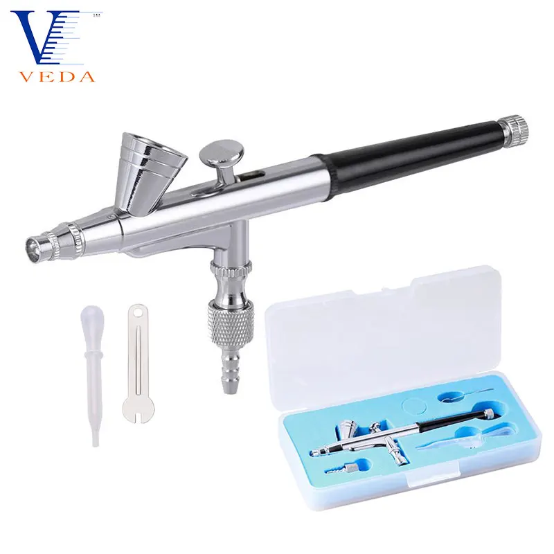 VEDA Professional Airbrush Four-Piece Kit 0.3mm Nozzle Gravity Feed Sprayer Tool for Cake Model Painting Nail Art Spray Paint