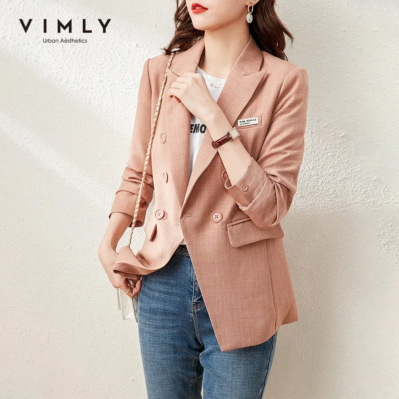 Vimly Spring Blazer Jacket Suit Coat for Women Offical Lady Korean Fashion Long Sleeve Double Breasted Women\'s Clothes F8377