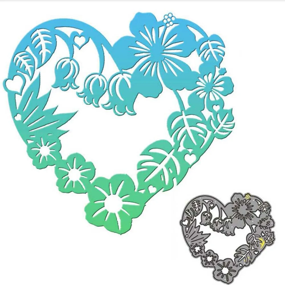 Blume Herz Kranz Metall Stanzformen Schablone Scrapbooking Fotoalbum Karte Papier Prägung Handwerk DIY gestanzt