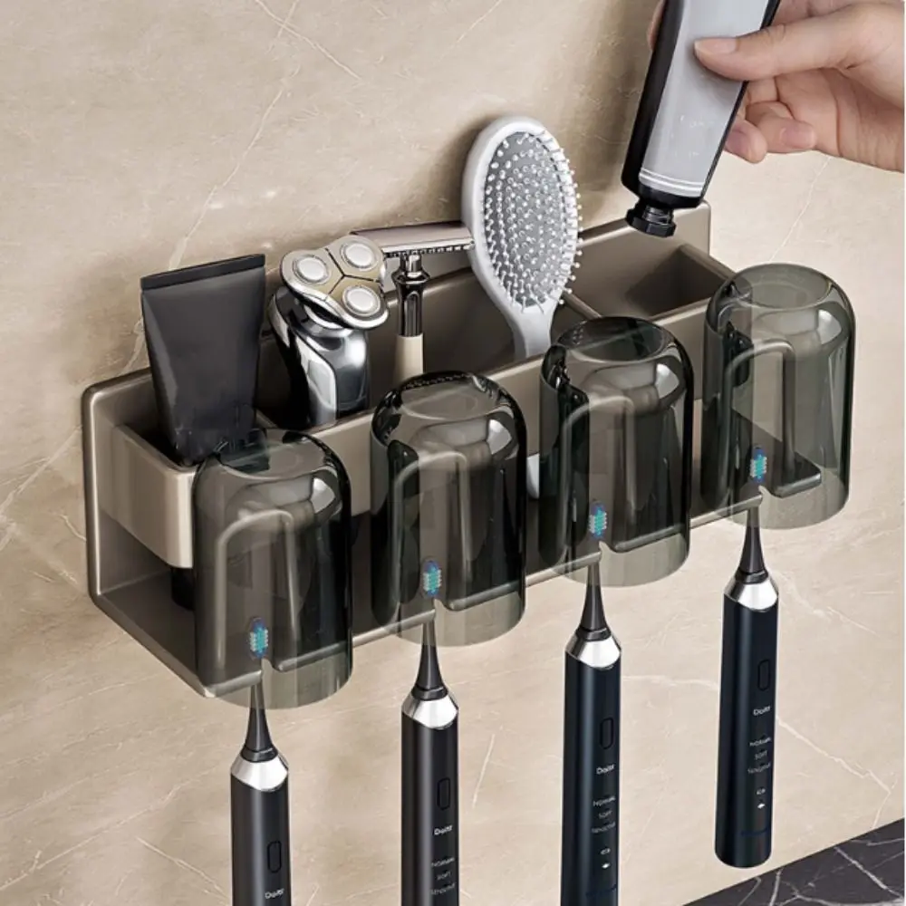 

Strong Load-bearing Toothbrush Holder No Punching Install Stable Bathroom Accessories Practical Wall Mounted