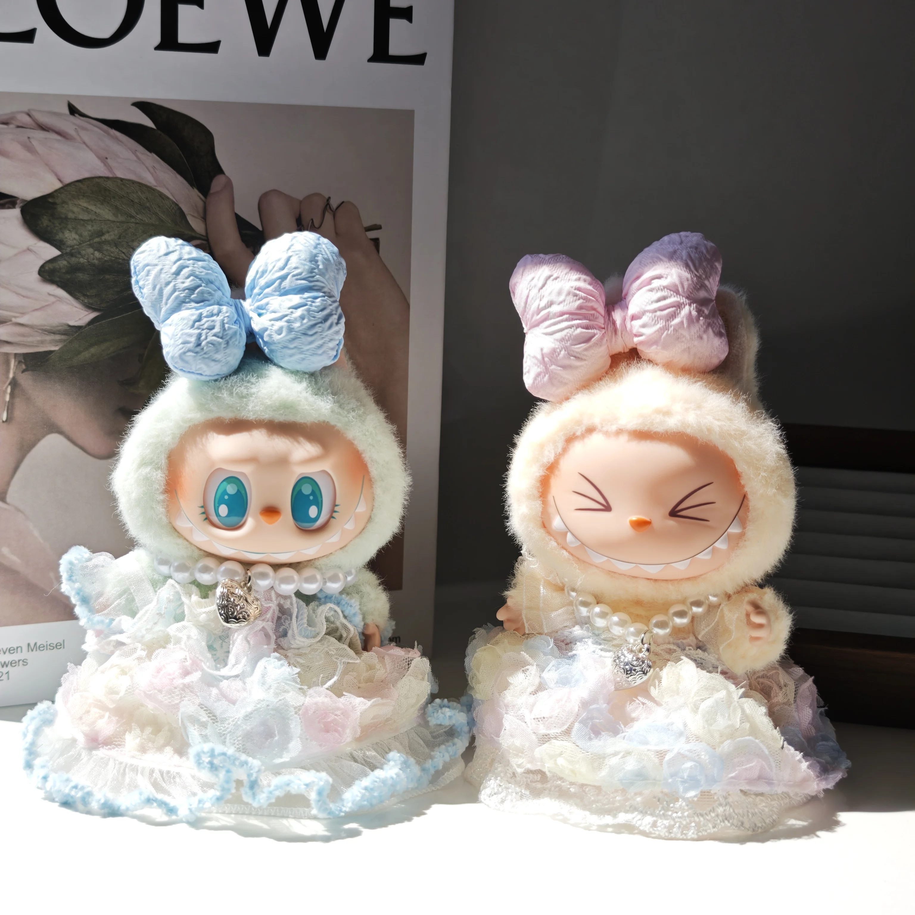 

3pcs Cute Clothes Set For 15-17cm Labubu Clothing Accessories Skirt Bow Necklace Outfit For Replacement Only Clothing No Doll