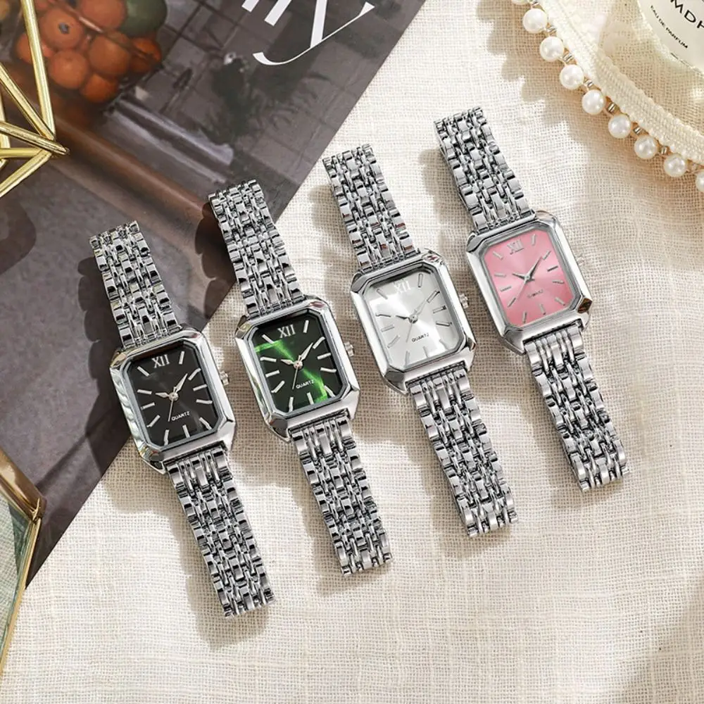 Fashion Stainless Steel Quartz Watches Folding buckle Square Women Wristwatch Luxury Gift Business Strap Watch Student