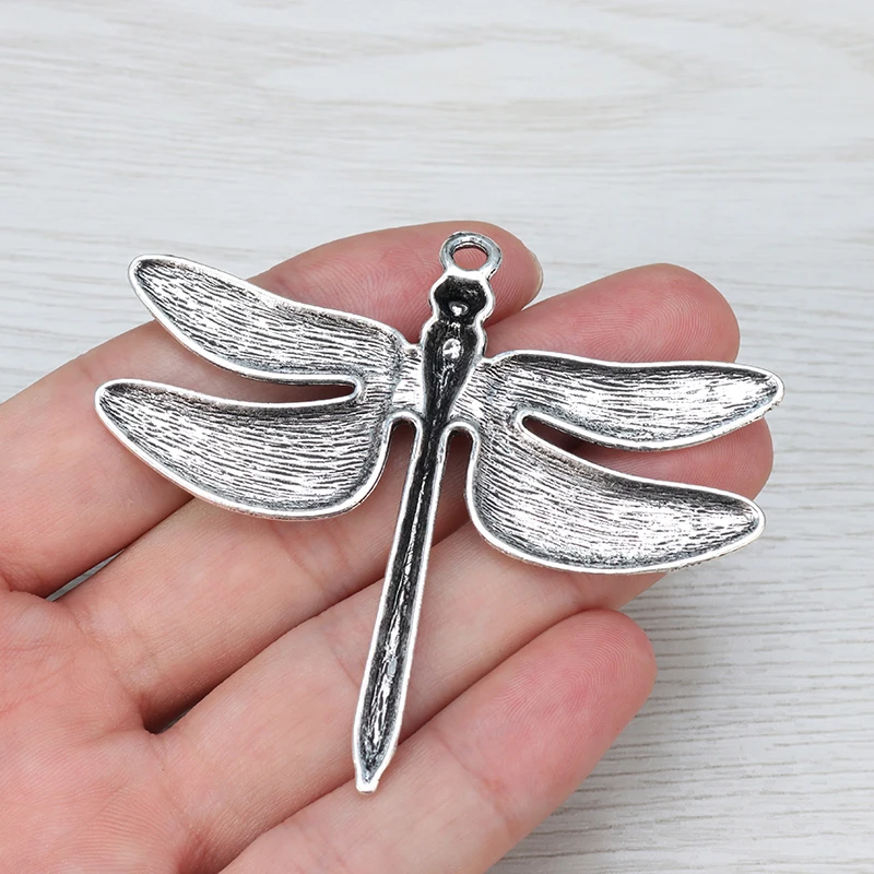 6 x Tibetan Silver Large Dragonfly Charms Animal Pendants For Necklace Jewelry Making Findings 71x63mm