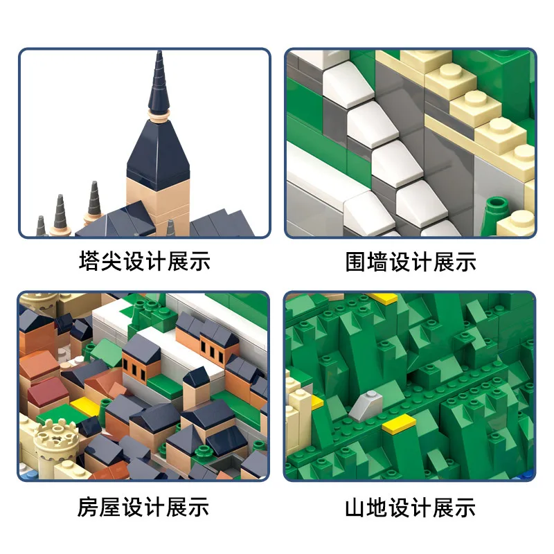 1392pcs World Architecture Series Normandy Mont Saint-Michel Model Building Blocks Display Piece France Manche Assembly Kit