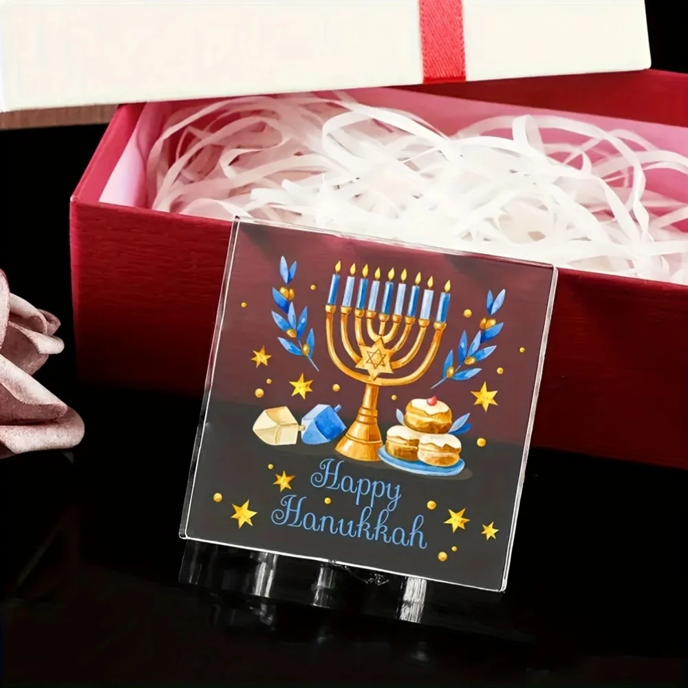 CIFBUY Acrylic Star Desktop Decor Menorah Sign For Home Office Party Gift For Men Women