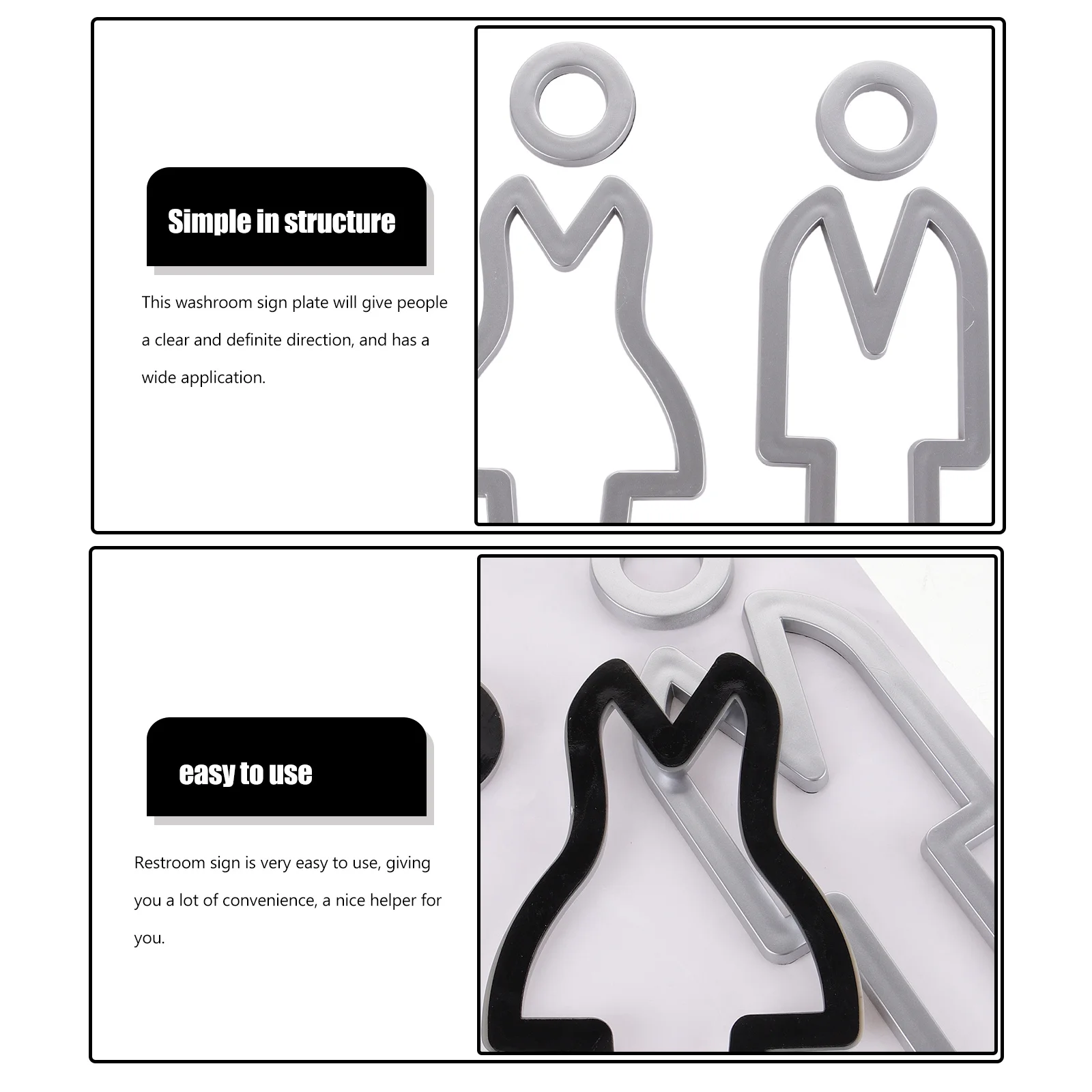 

1 set 1 Set Of Metal Washroom Sign Plate Bathroom Signs For Door Wall Mounting Restroom Signs For Business Toilet Guiding Sign