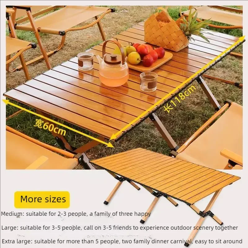 Outdoor Folding Table and Chair Set Long Portable Egg Roll Table Camping Table Lightweight Folding Chair Camping Party Set