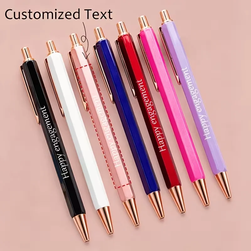1Pc Hexagonal Retractable Ballpoint Pen, Metal Pen, Laser Engraving, Custom Name/Custom Text/Logo, Personalized Gift for Friends and Classmates, Unique Stationery Gift for Both Men and Women, Ideal Pen for Office, University, Signature, and Journaling, Personalized Ballpoint Pen for Wedding Favors, Business Advertising, Team Gifts, and Party Souvenirs