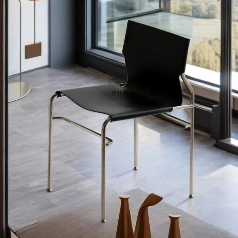 Steel Chair Kitchen Retro Dining Chairs Household Movable Makeup Stools Bedroom Decorative Without Armrests Stainless Furniture