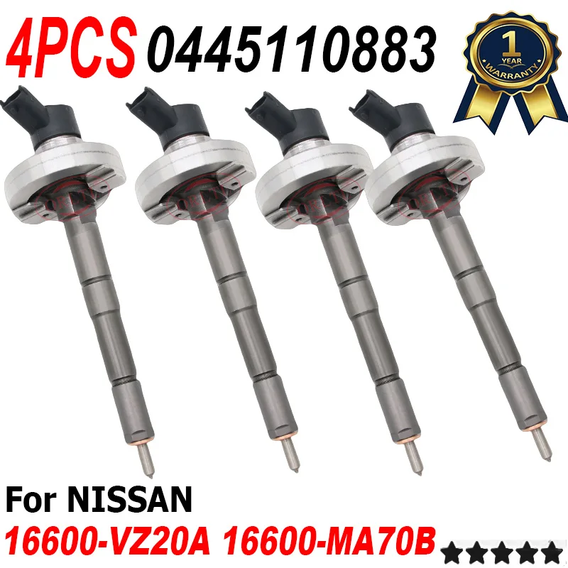 4PCS 0445110883 NEW DIESEL FUEL INJECTOR 16600VZ20A 16600MA70B NOZZLE 0 445 110 883 for BOSCH Nissan Atleon II 06-13 ORLTL