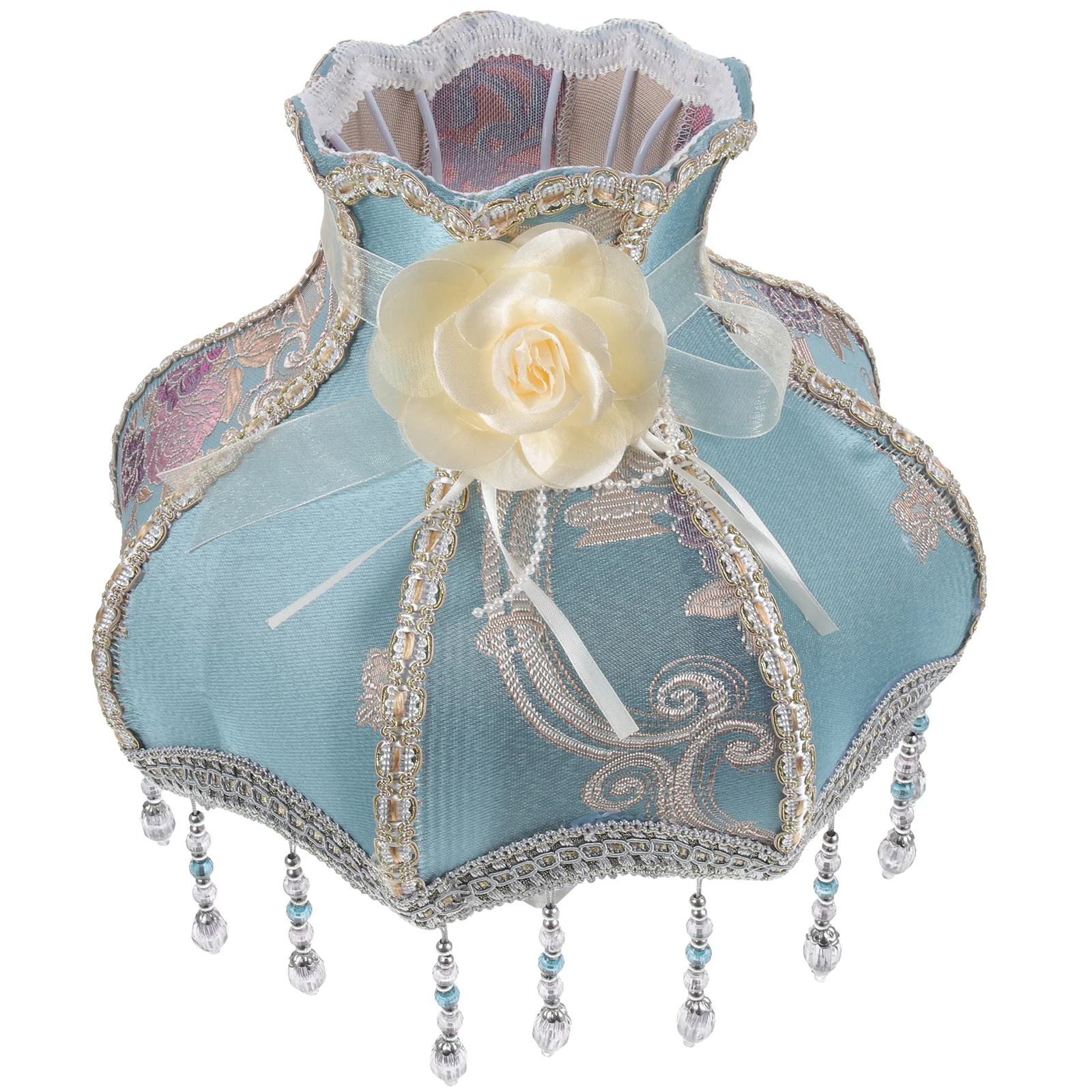 

Vintage Lamp Shade Fabric Desk Lamp Cover European Style Floral Decorative Light Shade Replacement For Bedroom Living Room Study