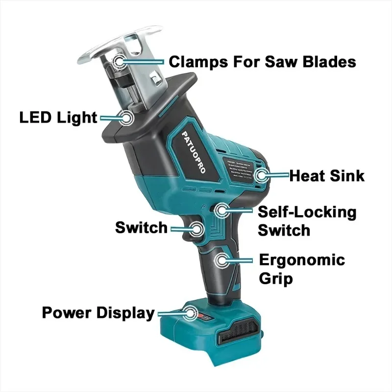 

【Hot Item】 Brushless Electric Reciprocating Saw Multifunctional Saw Metal Wood PVC Pipe Cutting Power Tool For 18V Batt