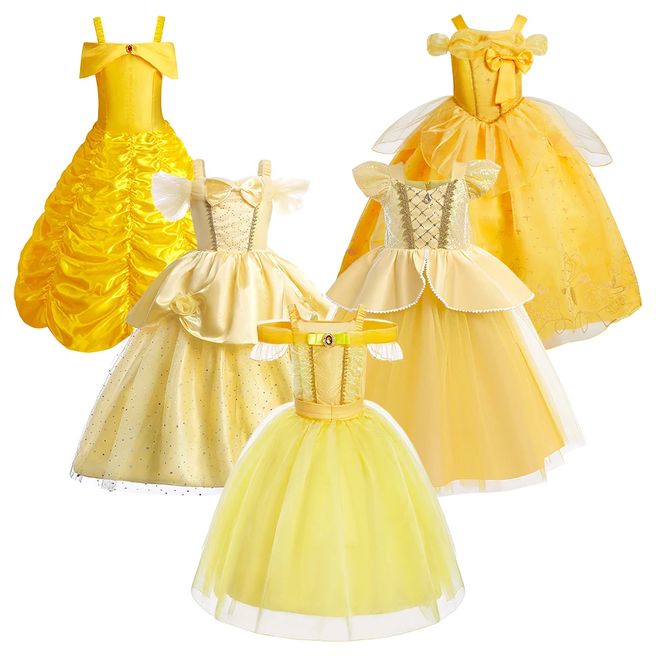 Kids Belle Cospaly Princess Dress Little Girls Carnival Dance Performance Ball Gown Suitable School and Family Social Activities