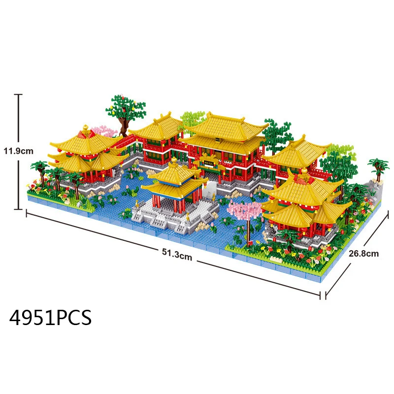 Weltberühmte historische Architektur Micro Diamond Block China Old Summer Palace Square Pot Scenic Spot Bricks Nanoblock Toys