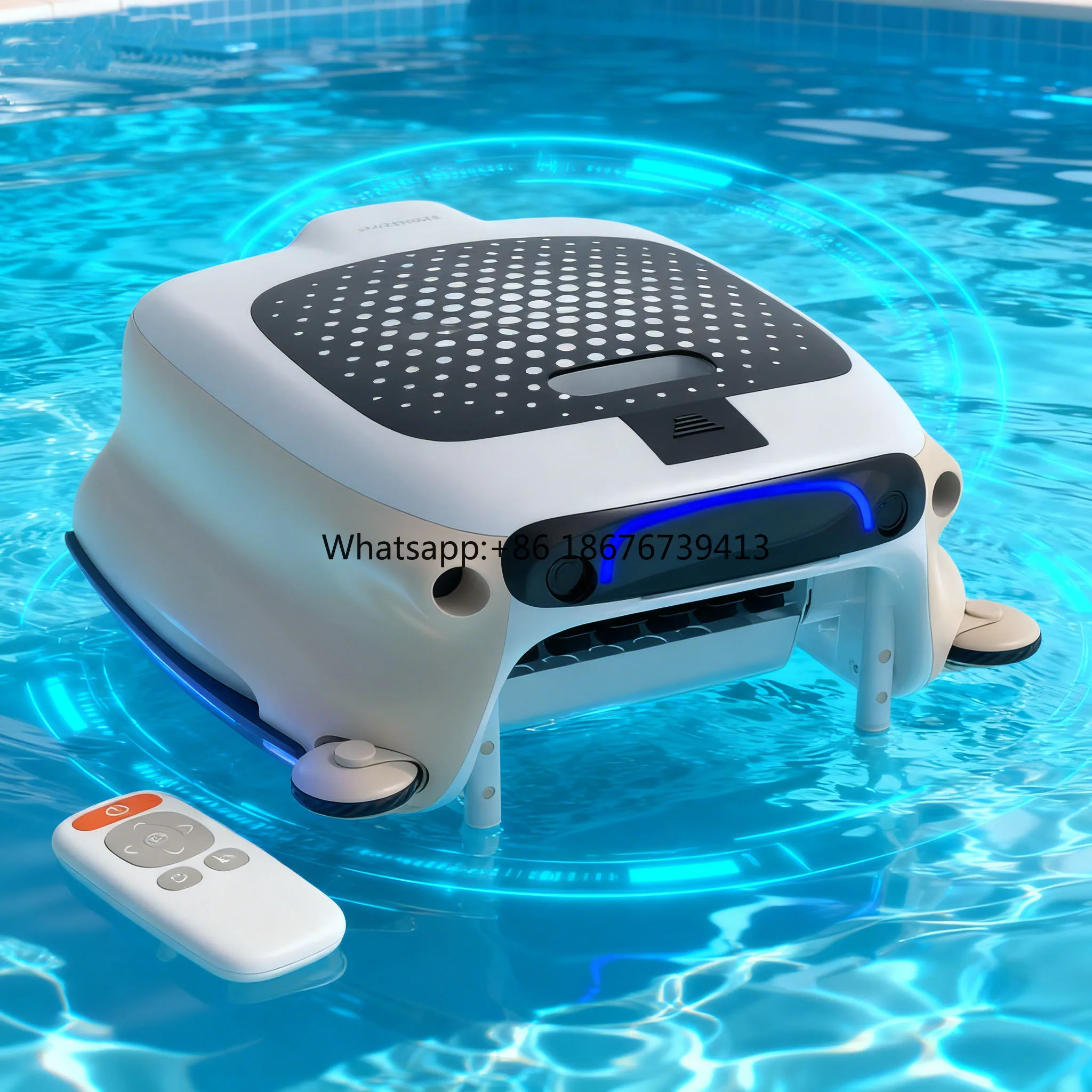 Pool Surface Cleaner Robot Automatic Pool Skimmer Cleaner Solar Powered Cordless Pool Vacuum Cleaner
