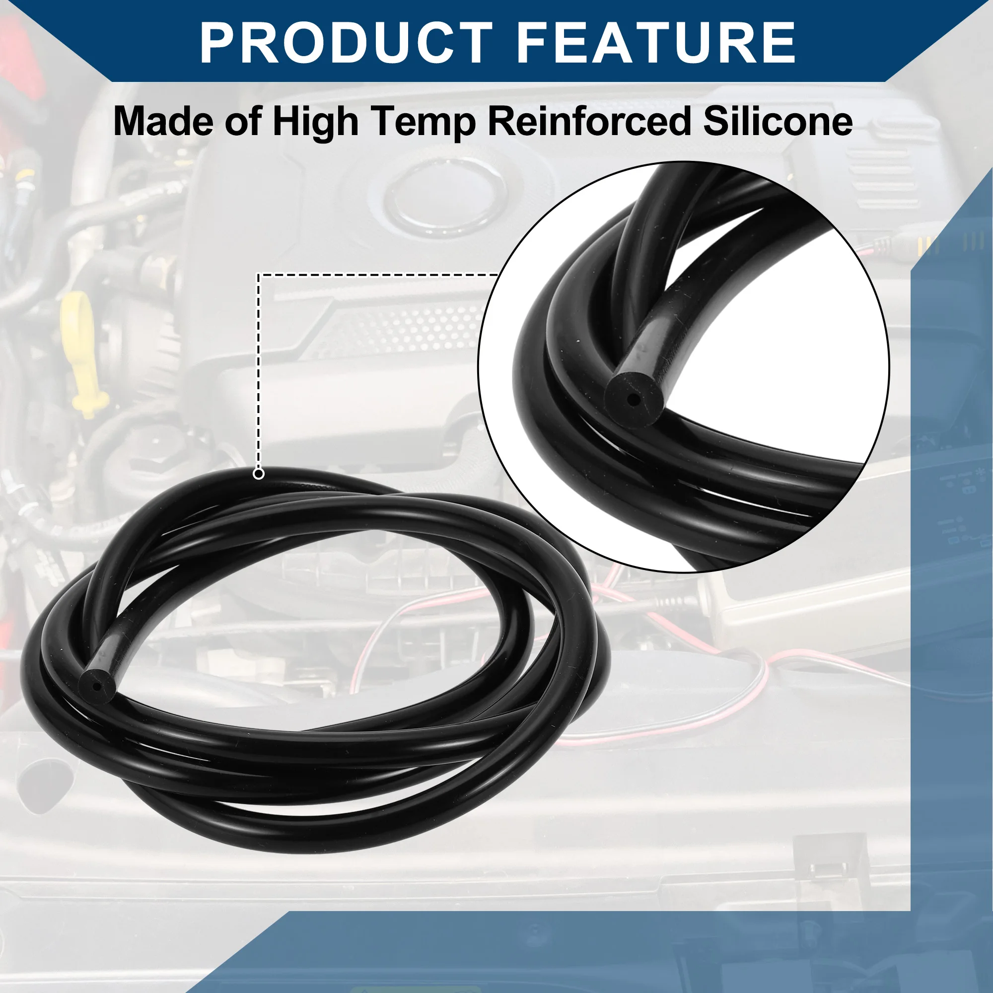 UXCELL-Mangueira Longa De Tubulação De Vácuo De Silicone, Linha De Vácuo Do Motor Do Carro, Alta Temperatura, Espessura de 2-20mm, ID de 3,5mm, 1,52 m, 1,7 m
