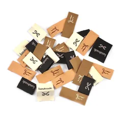 50pcs 15-38.5mm Rectangle Brown/White/Black Bow Label Embroideried Clothes Backpack Sewing Accessories Handmade Crafts c3784