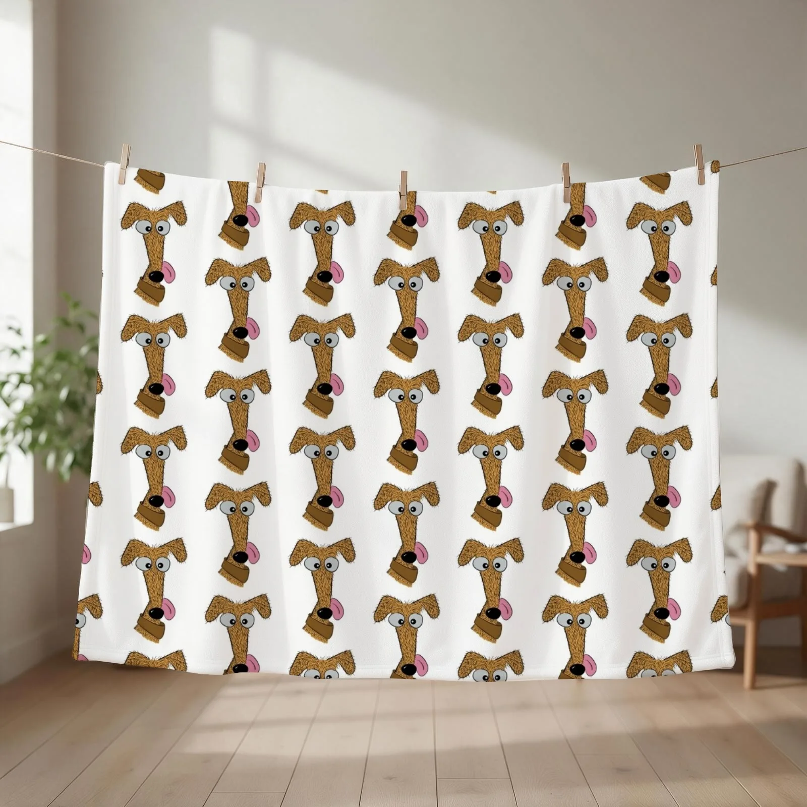 Scruffy Rough Coated Fawn, Tan, Brown Lurcher Throw Blanket wednesday Sofa Soft Beds Bed Fashionable Blankets