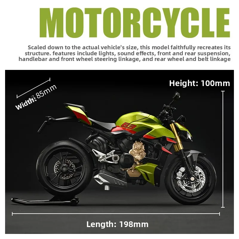 1:12 Simulation Alloy Motorcycle V4S，ZX-10R，H2R，CB650R Model Sound and Light Steering Linkage Boy Toy Car Model