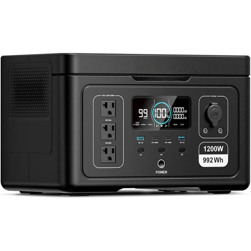 Exodus 1200 Portable Power Station 1200W (Surge 3600W), LiFePO4 Solar Generator with Smart App Control, UPS, 140W USB-C, f