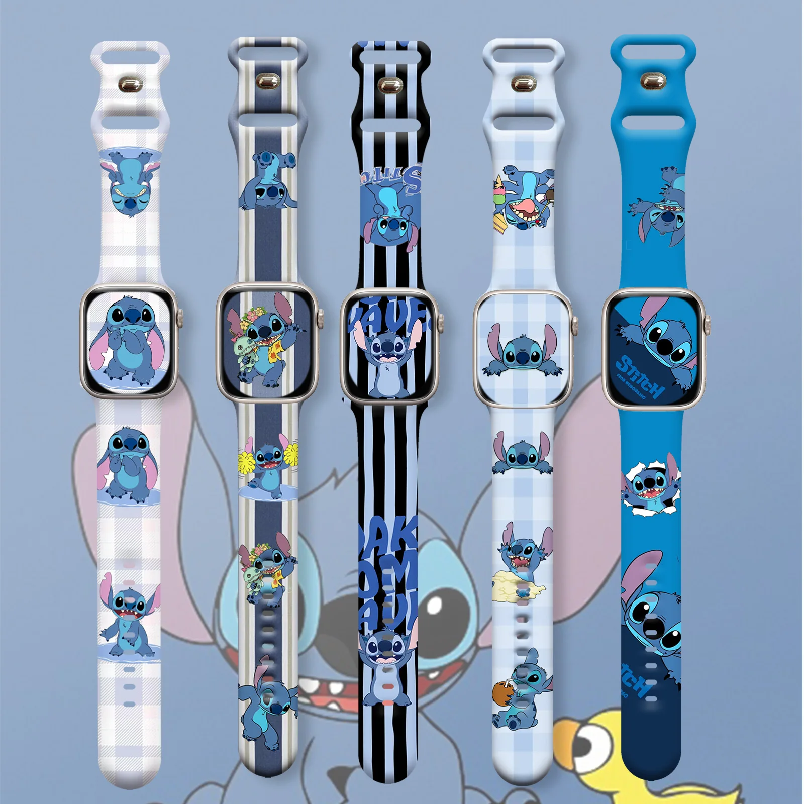 

Stitch Print Strap for iWatch 11 10 9 8 Silicone Band Replaceable Bracelet for Apple Watch 46mm 44mm 42mm 41mm 38mm Watchband