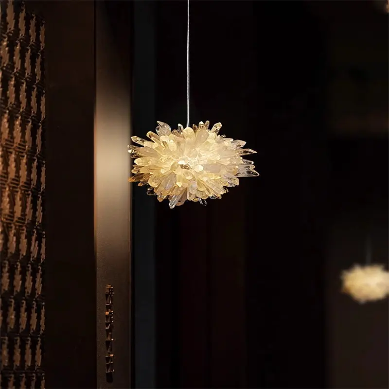 Restaurant light luxury natural crystal lamp creative postmodern simplicity Internet celebrity atmosphere personalized dimming