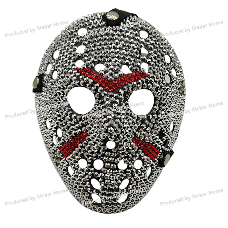Hip Hop High Quality Microencrusted Zircon Solid Chainsaw Fright Jason Ball Mask
