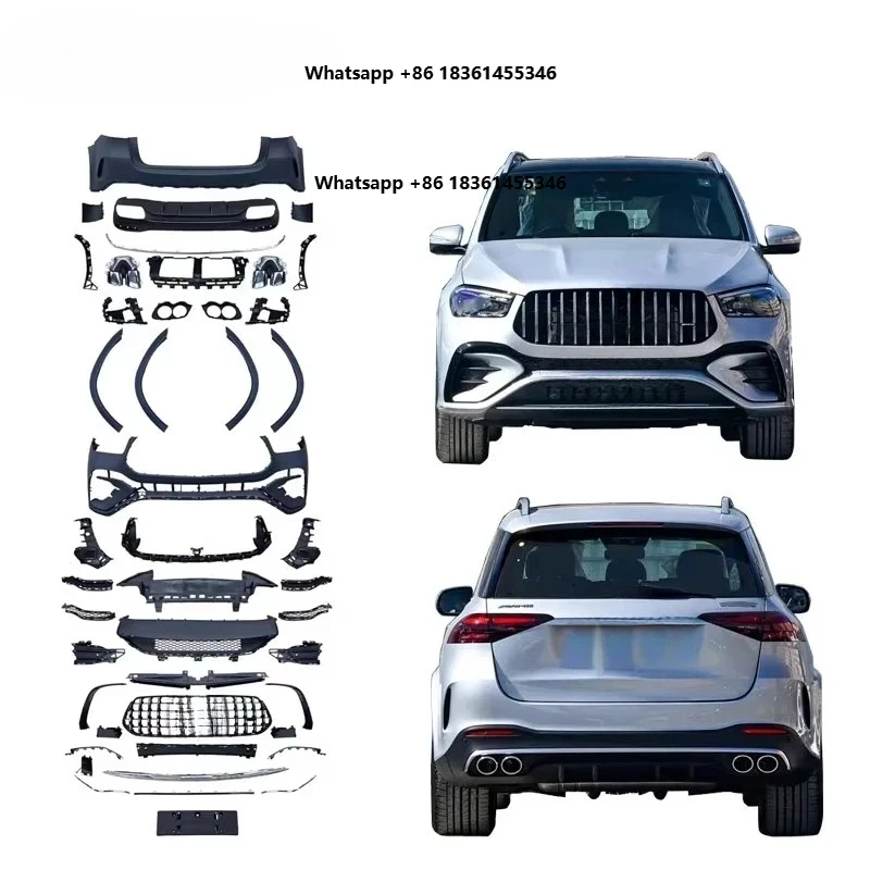

2024 W167 Upgrade GLE53 Body Kit Front GT Grille Diffuser with Exhaust Flare Bumper