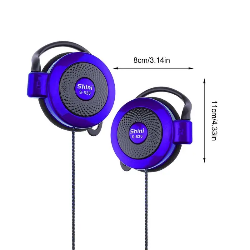 1 pz universale 3.5mm spina cablata Stereo in metallo cuffie cablate Heavy Bass Headset Over-ear regolabile gancio per l'orecchio auricolare per telefono