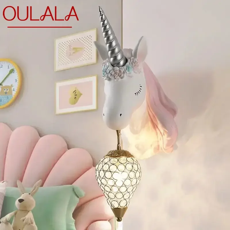 OULALA Contemporary Unicorn Wall Lamp Creative Living Room Bedroom Study Villa Hotel Children's Room Aisle LED Decoration Light