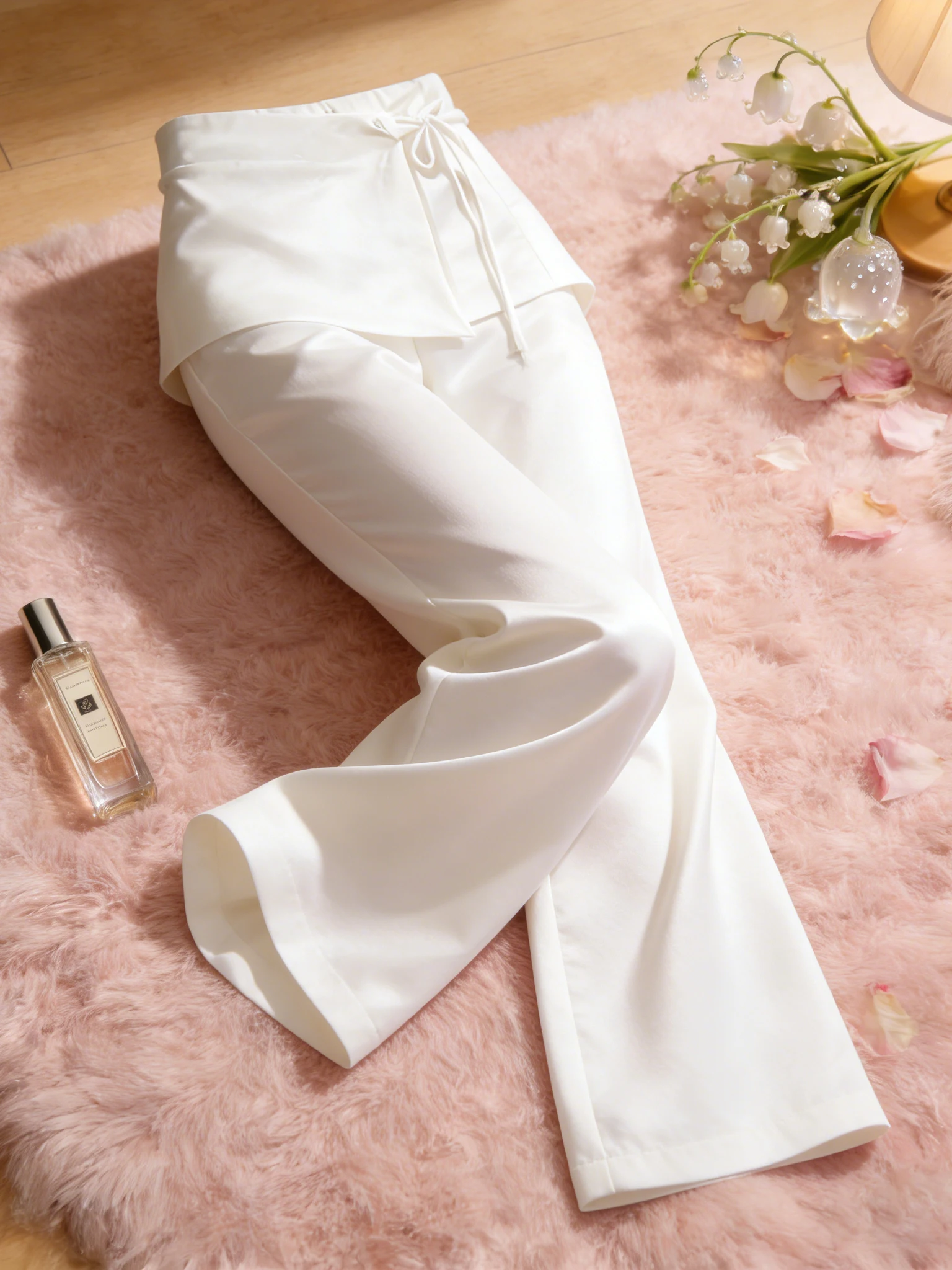 

Белые широкие брюки с высокой талией для женщин, свободного кроя, в корейском стиле, утягивающие, короткие, прямые, для повседневной носки