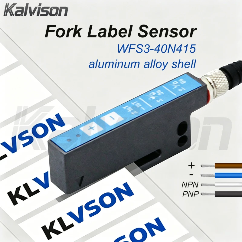 WFS3-40N415 Fork Photoelectric Label Sensor, 3mm Slot NPN Sinking PNP Sourcing Output Gap Sensor For Auto Labeling Machine, PLC