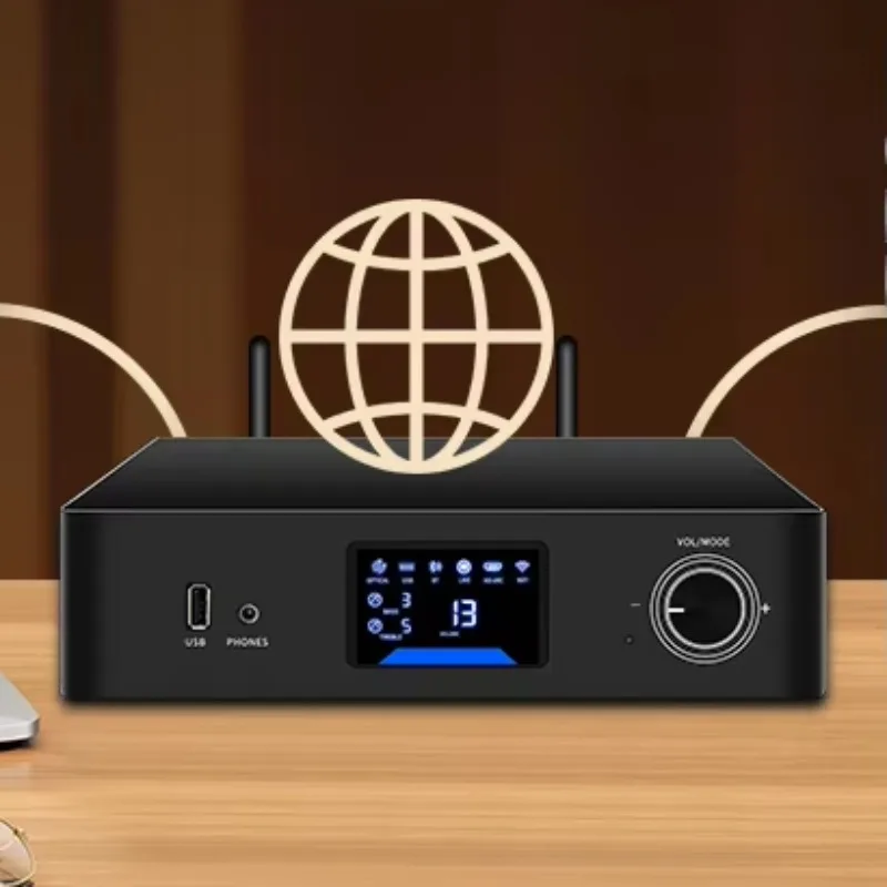 

2026 New Arrival 2.1CH Streaming Amplifier Wiim App Control Aluminum Alloy Home Theater Power Amp