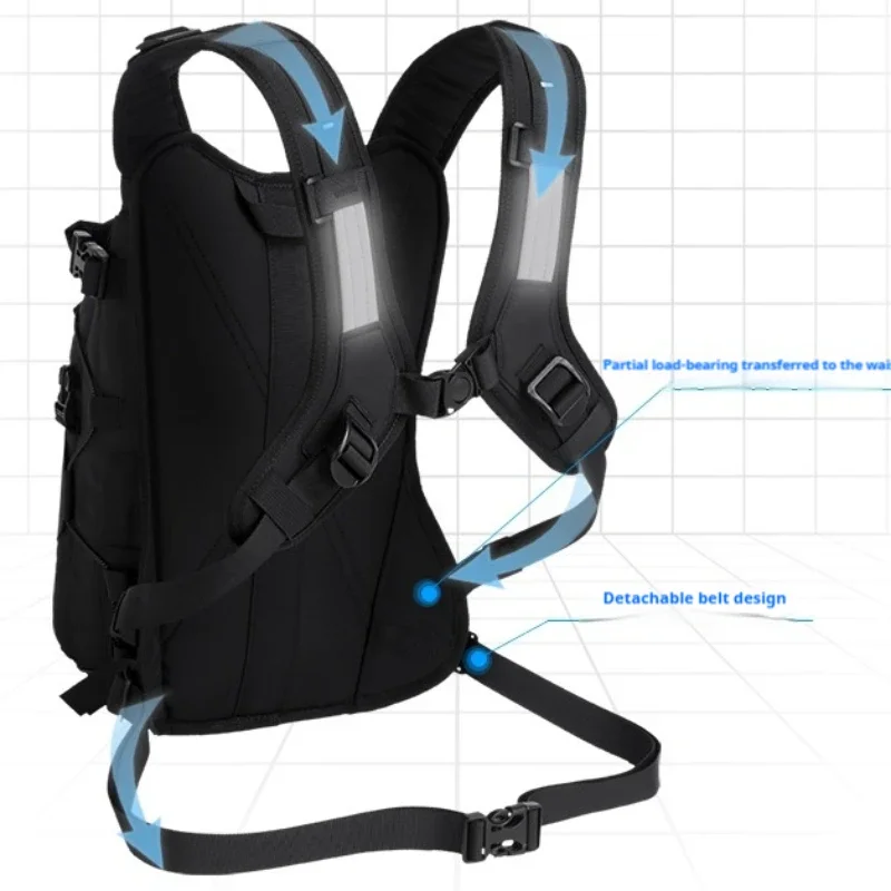 حقيبة ظهر للدراجات النارية والمغامرات في الهواء الطلق ، قماش أكسفورد مضاد للماء ، سعة كبيرة ، شريط عاكس ، حقيبة فارس ، تصميم مجوف خمس نجوم #4