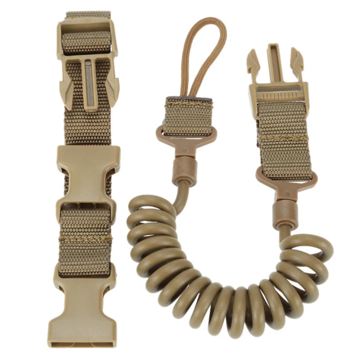 

Multifunctional Lanyard Safety Rope Crazy Spring Wear-Resistant Elastic Keychain Lanyard Khaki