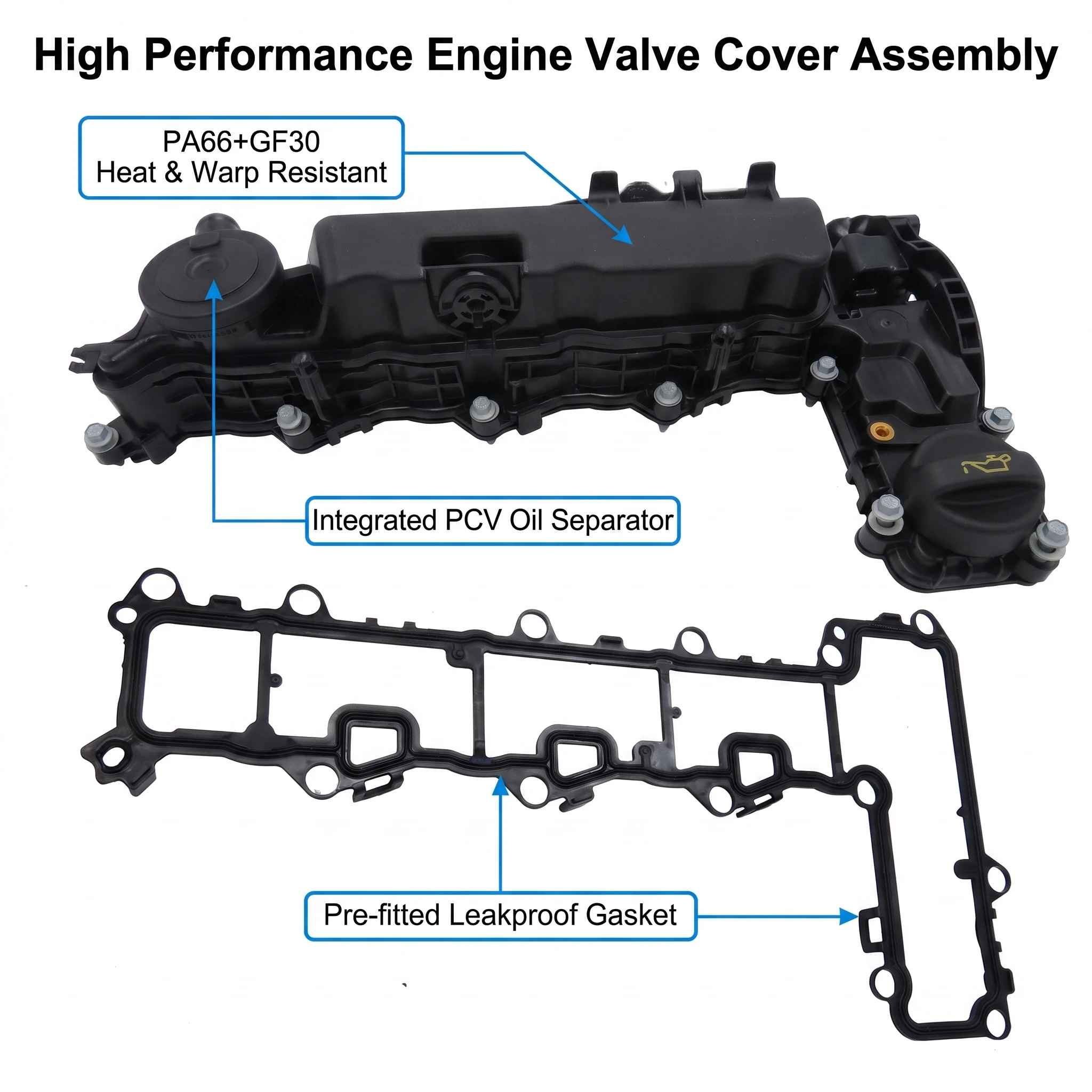 Engine Valve Cover Assembly PCV Gasket for Ford Mondeo S-Max Galaxy Peugeot 2.0 TDCi BlueHDi E1GQ6K271AB 9806147980 2305766